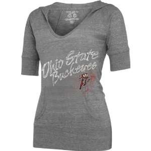  Ohio State Buckeyes Womens Heather Grey Half Sleeve Tri 