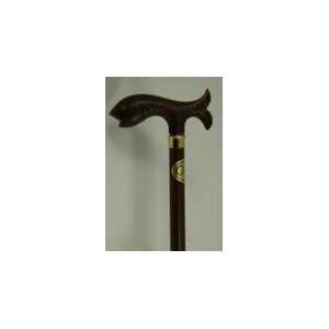    Coopers Brown Wood Cane Walking Stick Fish Handle 