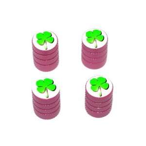  Four Leaf Clover   Tire Rim Valve Stem Caps   Pink 