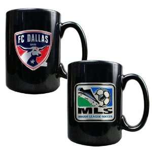 FC Dallas MLS 2pc Black Ceramic Mug Set   Primary Team Logo & MLS Logo 
