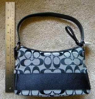 New $148 COACH Signature Black Stripe Small Purse Bag Handbag Top 