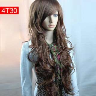 New fashion long womens wavy/wave curl hairpiece wig full wigs+wig cap 