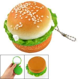   Portable Sponge Hamburger Shape Folding Mirror w Chain Beauty