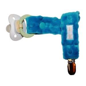    Baby Boy Pacifier Clip in Turquoise Blue Dimple Minky Baby