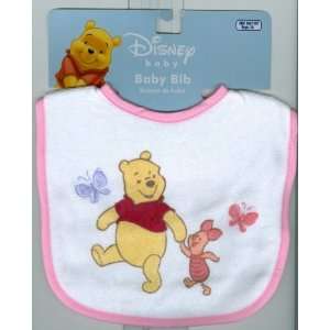  Winnie the Pooh Baby Bib with Pink Trim Baby