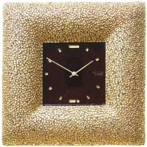  Art Glass with Gold Leaf Wall Clock Golden Quadrate