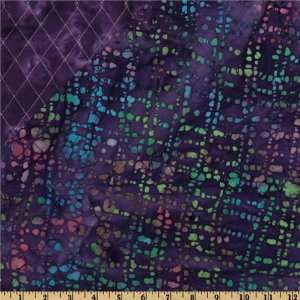   Wide Double Sided Quilted Batik Grid Purple/Multi Fabric By The Yard
