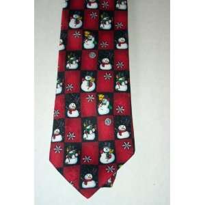  Yule Tie Greetings   Red Tie with Assorted Snowmen 