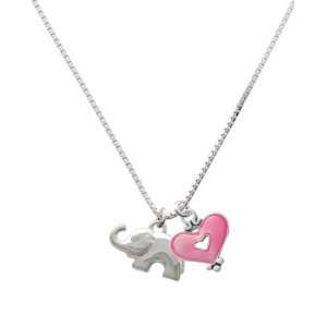   Crystal Eyes and Trasnlucent Pink Heart Charm Necklace Jewelry