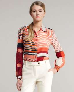 Multicolor Spread Collar Blouse  