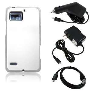  XT875   White Hard Plastic Case Cover + Car Charger + Home/Travel 