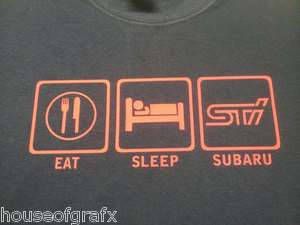 EAT SLEEP STI car logo auto T tee shirt Subaru Impreza WRX  