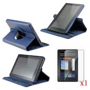  Dark Blue 360 Degree Rotating Leather Case Cover with Swivel Stand 