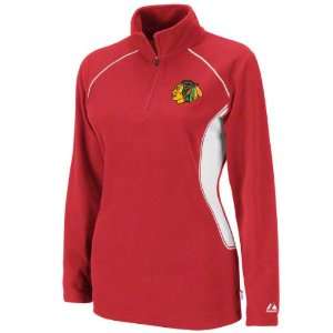  Chicago Blackhawks Womens Red Charged Up 1/4 Zip Fleece 
