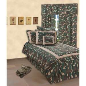  Classic Green Army Camouflage Bedding (Queen Complete Bedding 
