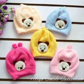   Crochet Hat Cute Little Bear Infant Winter Cap SZ 0 6M 5 Color U Pick