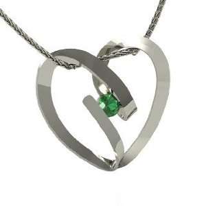  Capture My Heart Pendant, Platinum Necklace with Emerald 