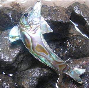 925 STERLING SILVER PAUA ABALONE SHELL PENDANT DOLPHIN  