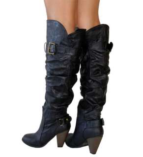 Stylish Cowgirl Western Slouchy Knee High Slip in Boots  