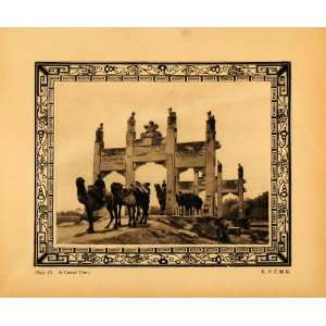  1930 Photogravure Camel Train Caravan Memorial Arches Jane 