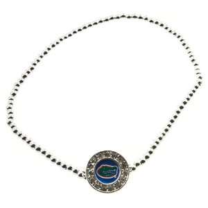  Silver beaded stretch anklet with University of Florida charm 