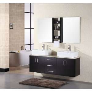  Design Element DEC004 Ava 61 Double Sink Vanity Set in 