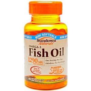  Sundown Naturals  Omega 3 Fish Oil Mini, 1290mg, 60 