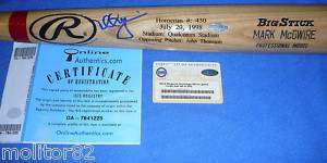   CARDINALS MARK McGWIRE SIGNED LE HR BASEBALL BAT STEINER MLB AUTHENTIC