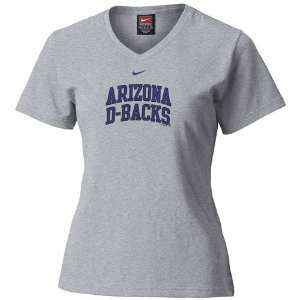  Nike Arizona Diamondbacks Ash Ladies Arched Logo T shirt 