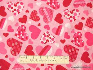 Valentine Heart Love Romance Pink Red Swirl Dot Hearts Cotton Novelty 