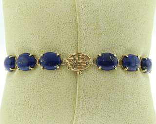 Estate Lapis Lazuli Solid 14k Yellow Gold 7 Bracelet  