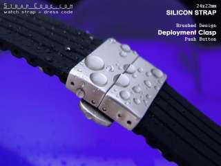 24mm 4 Groove Line Silicon Watch Strap, Deploy Clasp, B  