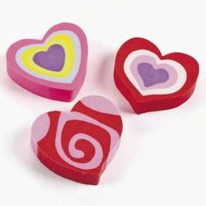  24 Valentine Heart Shaped Erasers Toys & Games