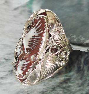 THAI STERLING SILVER RING WITH STINGRAY TAIL GEMSTONES BY HANDMADE