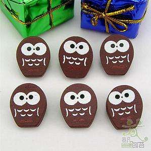 20 pcs cute brown Wood Owl buttons lot craft/kids  
