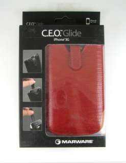 IPHONE 3G 3G S RED CEO GLIDE GENUINE LEATHER POUCH CASE  