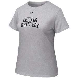  Nike Chicago White Sox Ladies Ash Arch Crew T shirt 