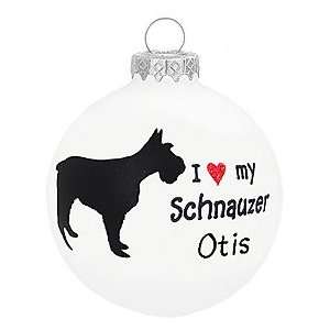  Personalized I ♥ My Schnauzer Glass Ornament