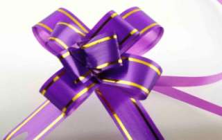 10pcs Shiny Pull Flower Ribbon Gift Wrap w/Gold Outline  