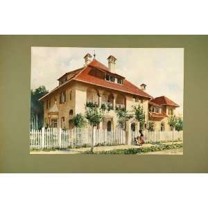  1903 Chromolithograph House Pasing Munich R. Volkel 