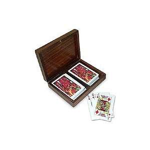    Wood box and playing cards, Full House