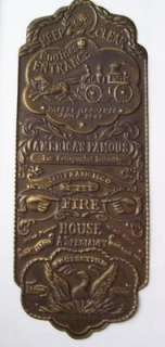 FIRE HOUSE 256 Vintage San Francisco Firefighting Brass Door Plate 