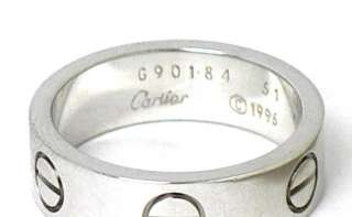 CARTIER 18K WHITE GOLD LOVE SCREW RING   SIZE 51 5 3/4mm WIDE  