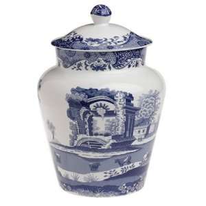   Spode Blue Italian Earthenware Cookie Jar and Cover