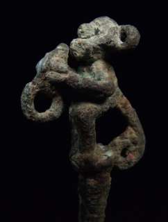   Copper  Tupu  W/ Musician Monkey Pre Columbian Ornament  