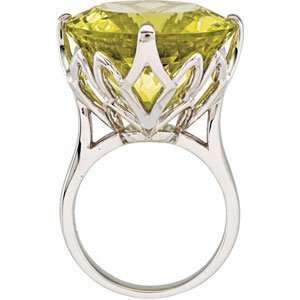    67919 Silver 20.00X20.00 Mm Genuine Green Gold Quartz Ring Jewelry