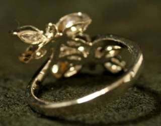 LADIES DRESS RING ~*LIFETIME GUARANTEE*~* CZ DOUBLE DRAGONFLY *~*SIZES 