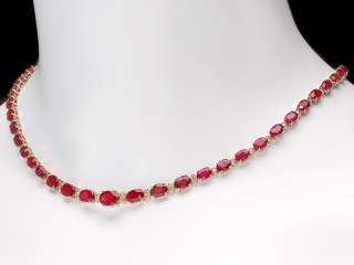   14K YELLOW GOLD 37.00CT RUBY 1.15CT DIAMOND NECKLACE+  