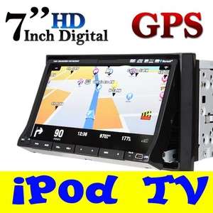 In Dash Double DIN Car Deck DVD Player GPS Navigation 7 Motorized 