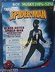   Black Suited Spider Man Childs Costume Size 10.5 12.5 Husky New 10 12
